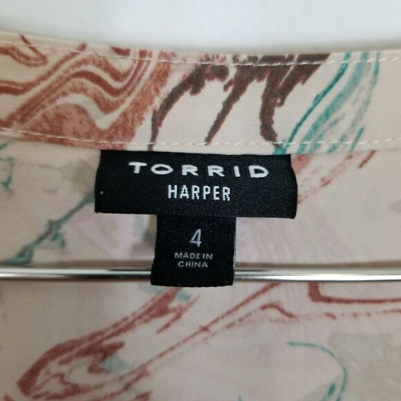 TORRID Harper Plus Size 4X Blouse Watercolor Art to Wear Modern Girly Angelcore - Picture 3 of 4